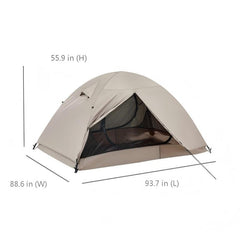 Generic ultralight desert white tent being pitched quickly to show easy setup.