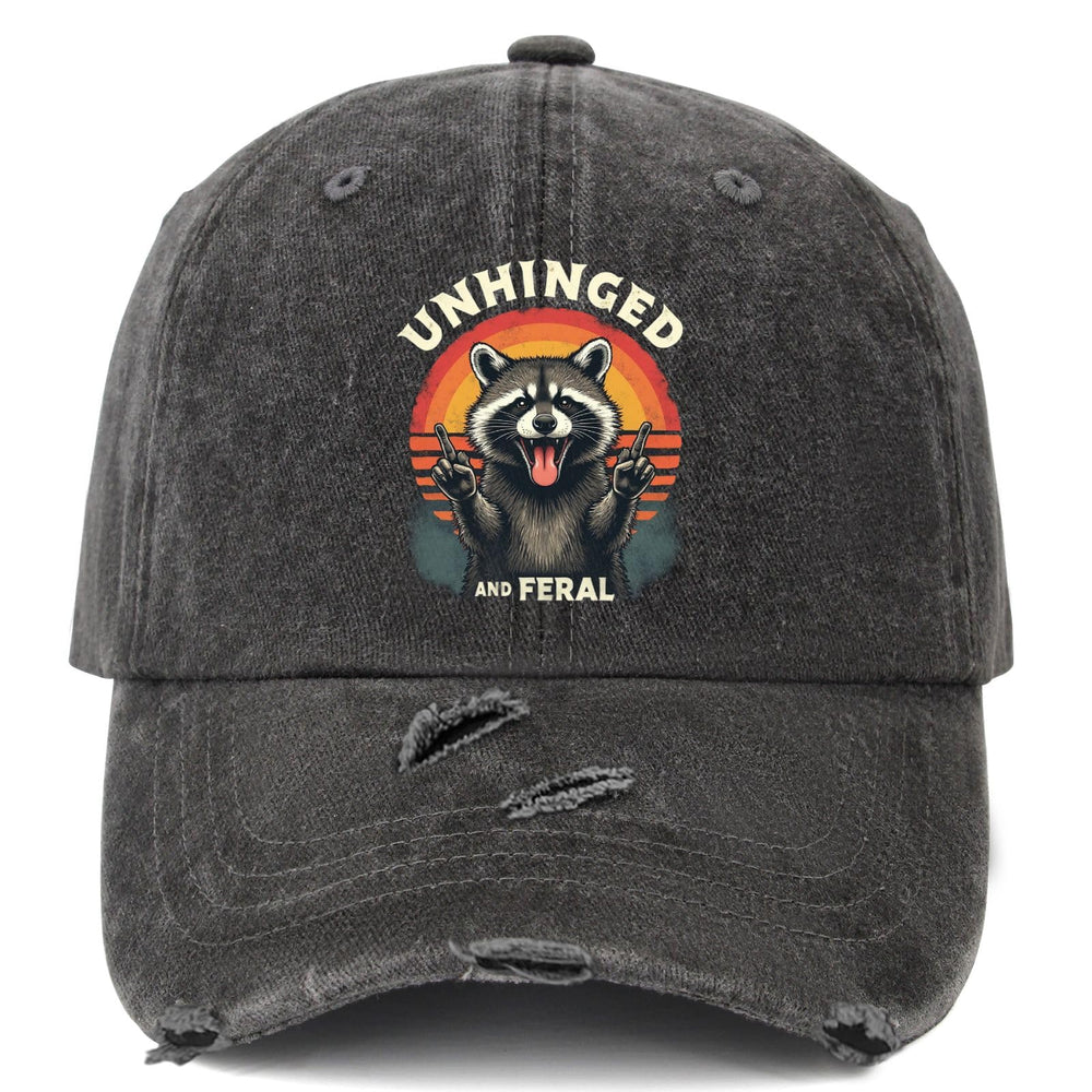 Generic Unhinged & Feral Raccoon cap front view with casual sun protection and style