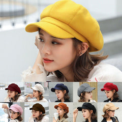 Generic visor-style newsboy hat in black, eight-panel, suitable for daily wear