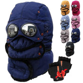 Generic Winter Thermal Hat with Glasses close-up shows full head warmth for outdoor hiking.