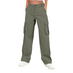 Generic Womens Cargo Pants high waist with multiple pockets for secure daily storage.