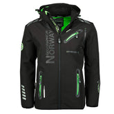 Geographical Norway Royaute softshell with removable hood for adaptable weather wear.
