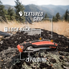 Gerber Vital Pocket Knife orange handle offers secure grip in outdoor use.