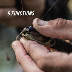 Gerber LineDriver dual-serrated scissors for clean line cuts on the water.
