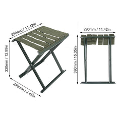 Gernie folded stool fits compactly for travel and storage.