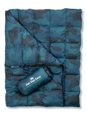 Get Out Gear Down Blanket - Puffy silhouette offers lightweight warmth for outdoor camping.
