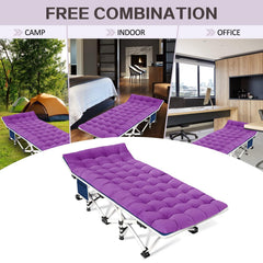 GETOVIN camping cot side-pocket feature keeps essentials within reach.