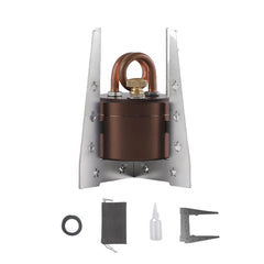 Gexdes portable mini alcohol stove side view shows compact trail-ready design for backpacking