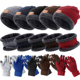 Geyoga winter knit beanie hat shows fleece lining for warm ears.