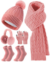 Geyoga women's winter hat Leather Pink warmth and wind protection.