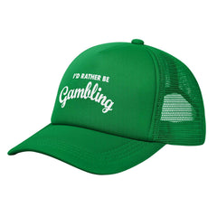 GEZHONU I Would Rather Be Gambling trucker hat sweatband keeps eyes dry during activity.