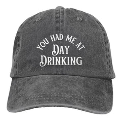 GEZHONU You Had Me at Day Drinking denim dad hat front view for casual sun protection and style.