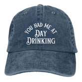 GEZHONU You Had Me at Day Drinking cap front view with vintage denim style