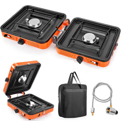 GGC camping stove 2 burner folded compact design for easy backpacking and travel
