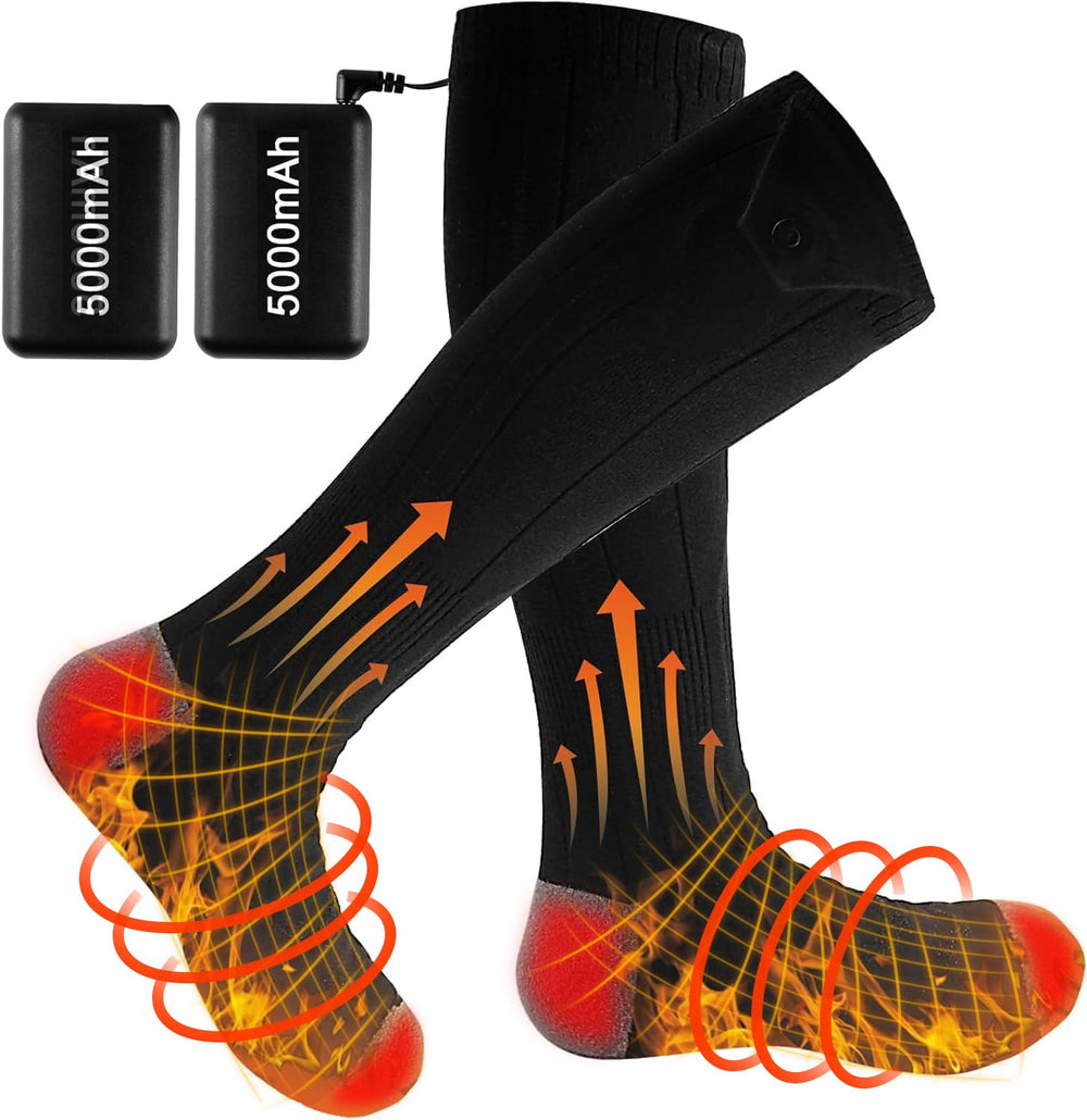 GGLTECK unisex heated socks with 360-degree heat for fast foot warmth during winter activities.