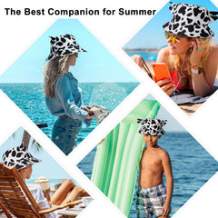 Folded packable cow print fisherman's hat