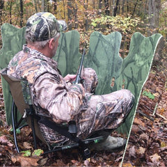 GhostBlind Phantom seated hunter demonstrating comfortable concealment while seated
