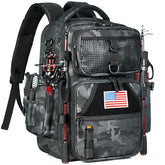 Ghosthorn fishing tackle backpack in black camouflage