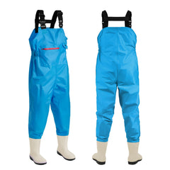 Ghosthorn chest waders kids side view showing adjustable straps for a comfortable fit.