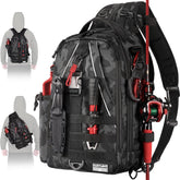 Ghosthorn fishing backpack front view shows organized pockets for quick access