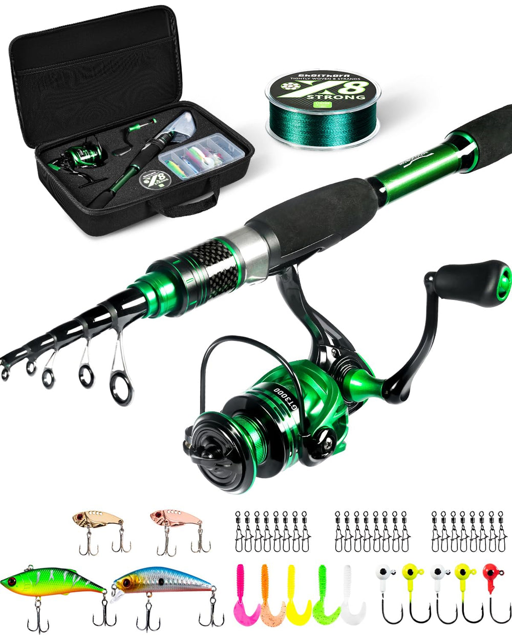 Ghosthorn fishing rod extended for shorelines and boat trips with responsive graphite action.