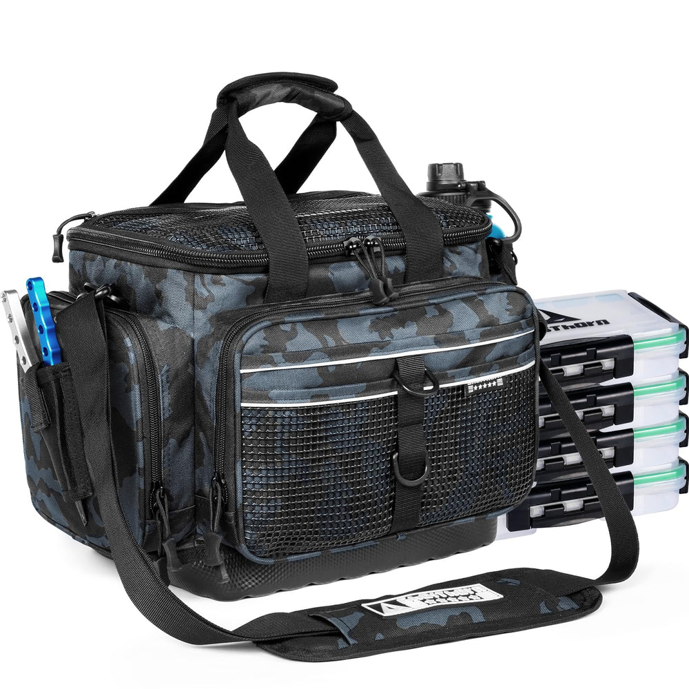 Ghosthorn fishing tackle box opened showing 3600 and 3700 trays for organized gear