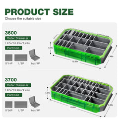Ghosthorn tackle box removable dividers create a custom storage layout for varied tackle.