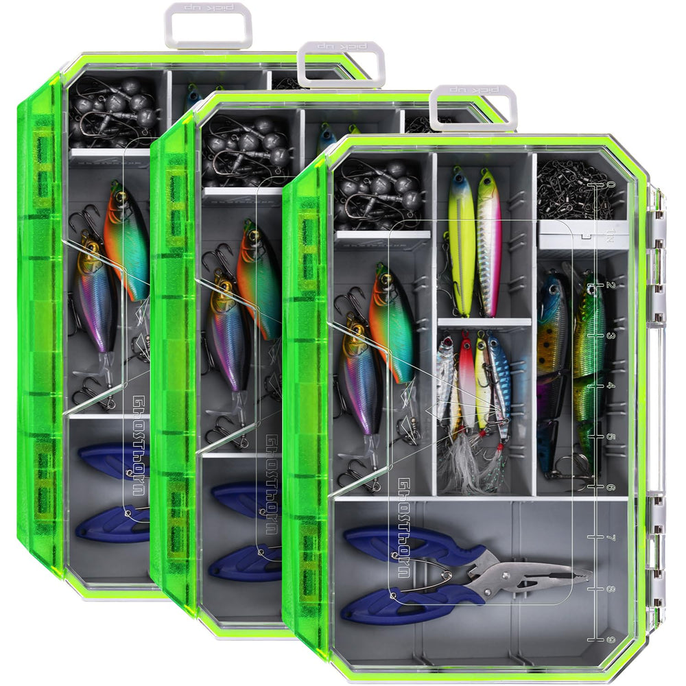 Ghosthorn waterproof tackle box 3600 cover shows clear identification for quick bait changes