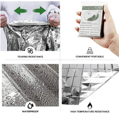 GIANT PANDA TRADING outdoor survival blanket shown on hiking for windproof warmth.