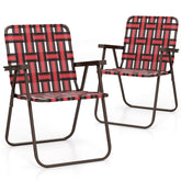 Giantex 2-pack folding chair red front view, lightweight and portable for travel