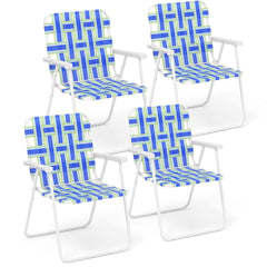 Giantex beach chair folding blue steel frame shows portable comfort.