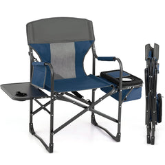 Giantex folding director chair with side table keeps essentials within reach during outdoor seating.