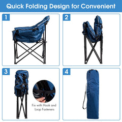 Giantex Camping Chair Navy soft seat provides comfortable lounging.