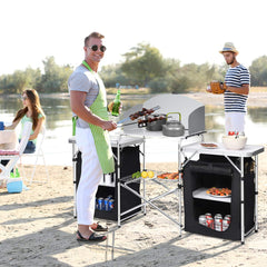 Giantex camping kitchen station side table adds convenient prep surface
