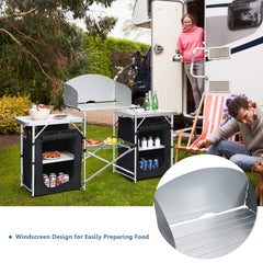 Giantex camping kitchen station storage organizer keeps tools organized