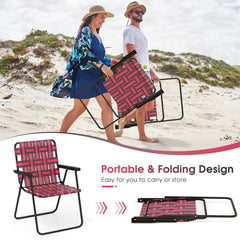 Giantex red webbing detail highlights durable, fade-resistant seating.