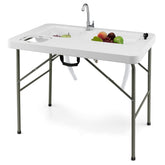 Giantex fish cleaning table left sink for washing and prep tasks, enhances outdoor cleanup