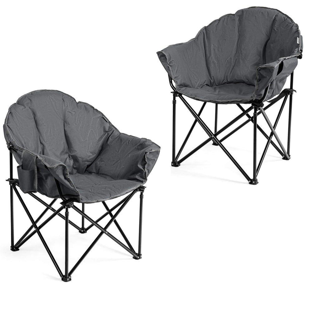 Giantex folding camping chair grey, front view for outdoor seating
