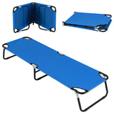 Giantex folding camping cot in outdoor setup offers elevated comfort off ground.