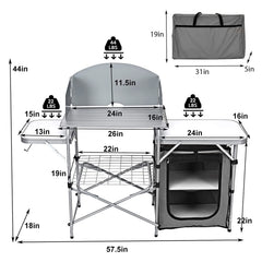 Giantex folding grill table detachable windscreen for controlled flames outdoors
