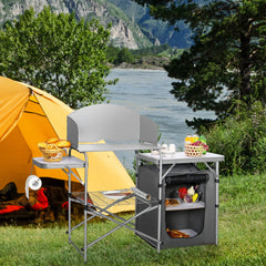 Giantex folding grill table with side tables and lower shelf for organized gear