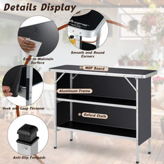 Giantex portable bar table with removable privacy skirt for discreet setup.