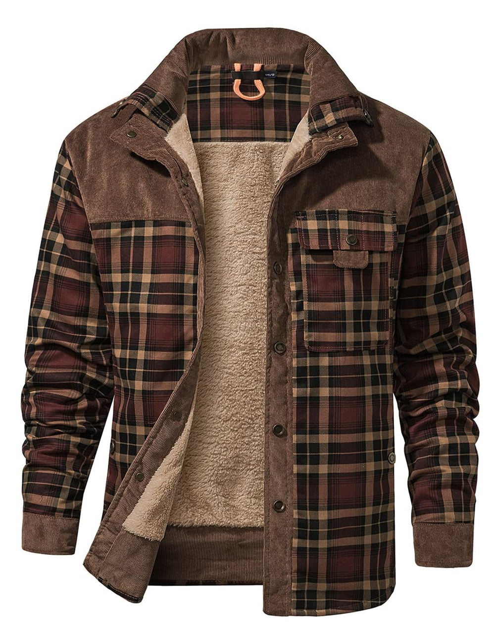Gihuo sherpa-lined jacket close-up showing plush warmth and comfort.