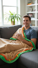 Gilbins taco blanket used during camping or car trips for warmth