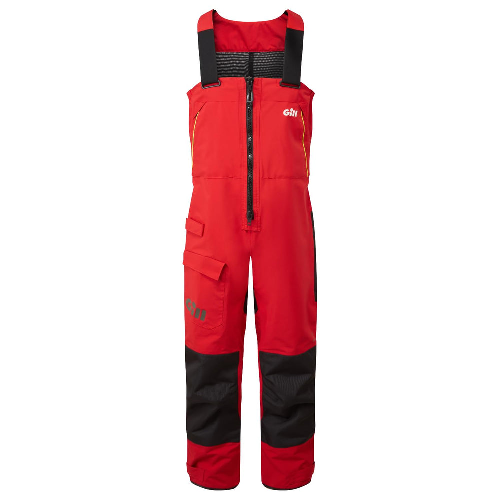 Gill mens OS2 Offshore trousers red front view highlighting waterproof protection for offshore sailing