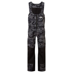 Gill Meridian-X bib shadow camo front view shows water-repellent fabric