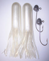 Gitzit 6-inch Super Tube White product image showing durable soft plastics for bigger freshwater fish