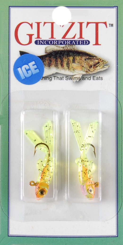 Gitzit Micro TL Tough Guy Chart Orange 8-Inch jig head for ice fishing, enhances lure visibility