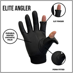 Glacier Glove Elite Angler water-resistant shell keeps hands dry outdoors.