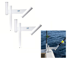 Glide Gear dual-offset teaser dredge on boat deck enables wider trolling spread.
